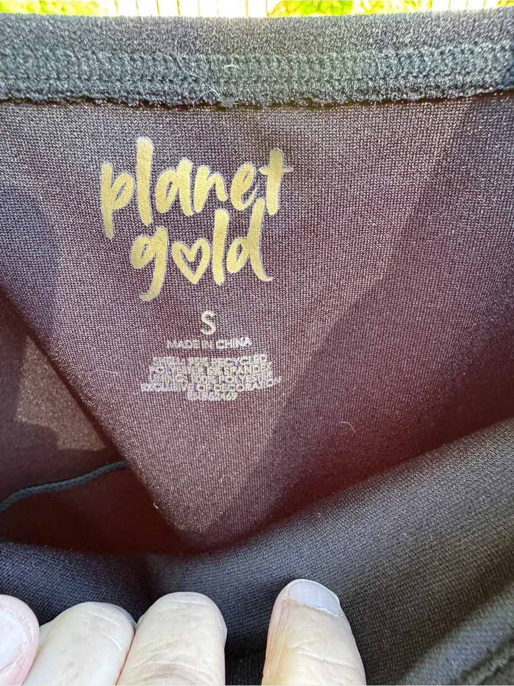 Planet Gold Black Mini Bodycon Dress with Heart Studs